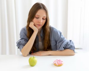 Girl choosing food